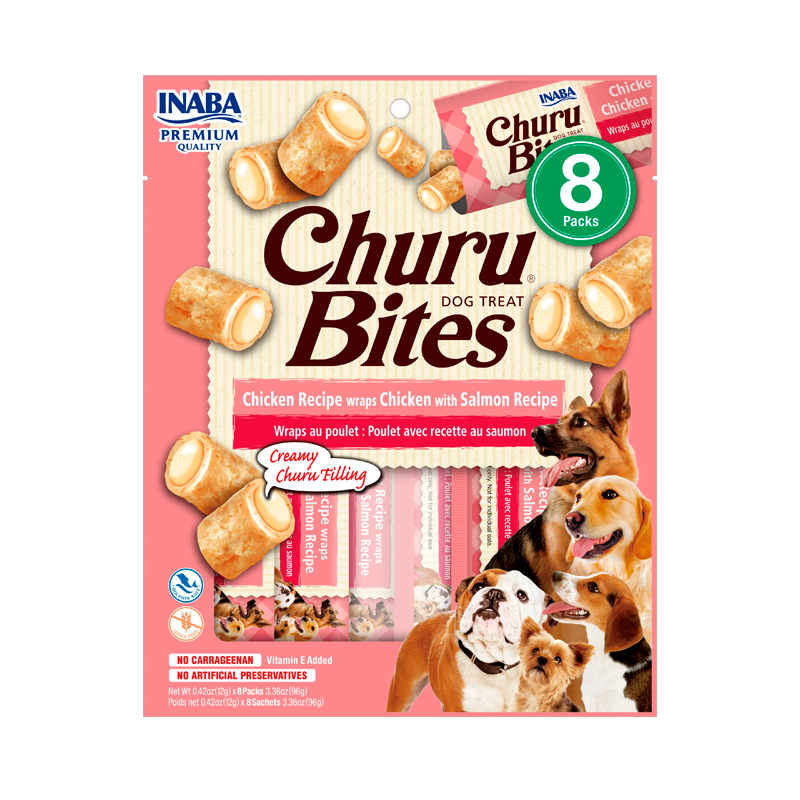 CHURU BITES POLLO Y SALMÓN - PERRO 8 unidades