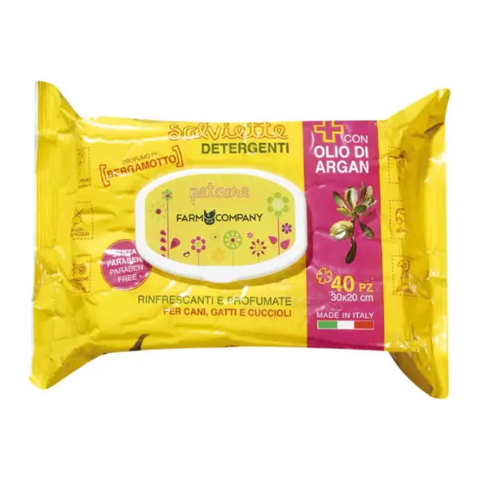 SALVIETTE  BERGAMOTO + ALIO DI ARGAN 40 unidades
