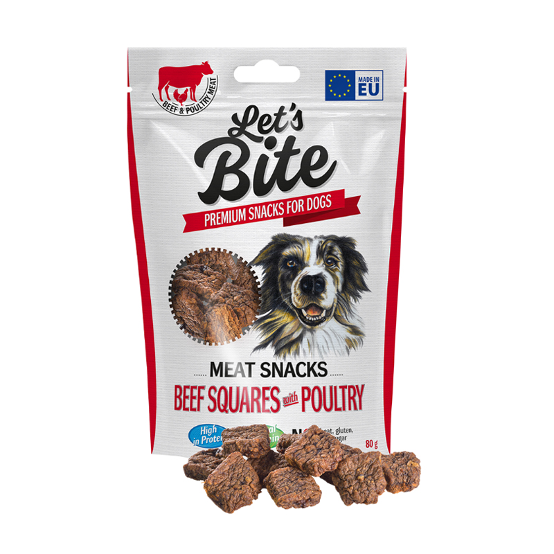 LETS BITE MEAT SNACKS BEEF SQUARE WITH POULTRY 80 gr
