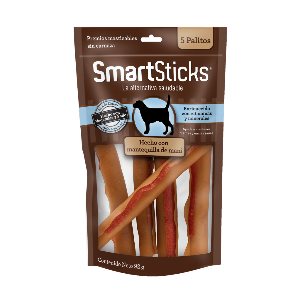 SMARTSTICKS  HECHO CON MANTEQUILLA DE MANI 5 PALITOS