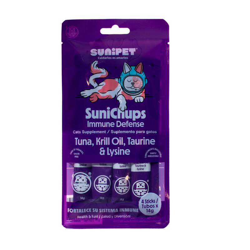 SUNICHUPS TUNA, KRILL OIL, TAURINE Y LYSINE 4 UNIDADES 14 gr