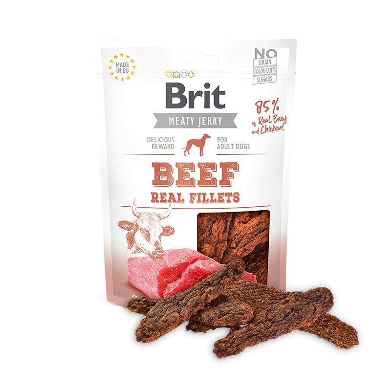 BRIT JERKY SNACK BEEF FILLETS FOR DOGS 80G