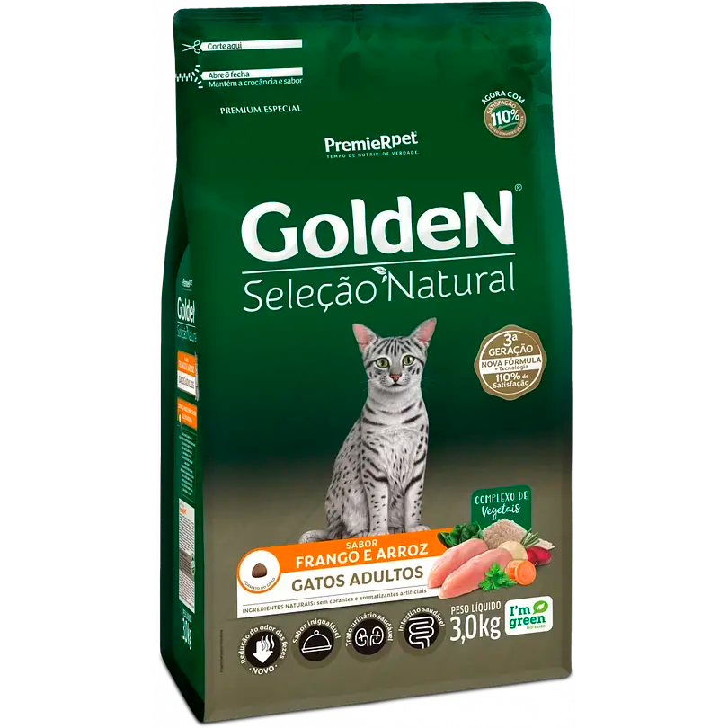 GOLDEN SELEC NATURAL GATOS ADULTOS POLLO Y ARROZ 3 KG