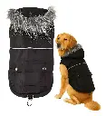 Parka Para Perros Impermeable Chaqueta Invierno Mascotas Negro -XXL