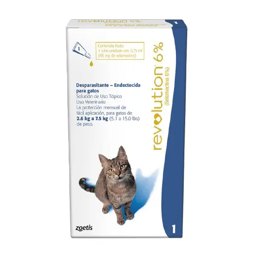 [7804650310136] REVOLUTION 6% PARA GATOS 2.6 A 7,5 KG 0.75 ml