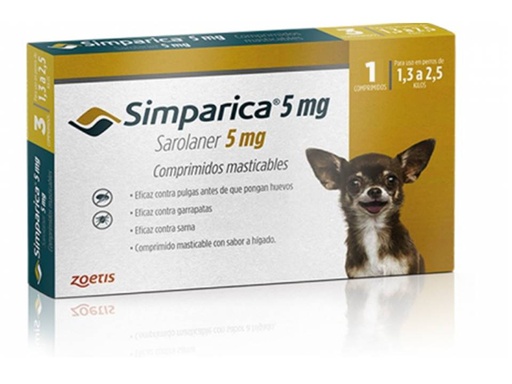 [7804650311126] SIMPARICA 1,3 A 2,5KG 1 COMP 5 mg